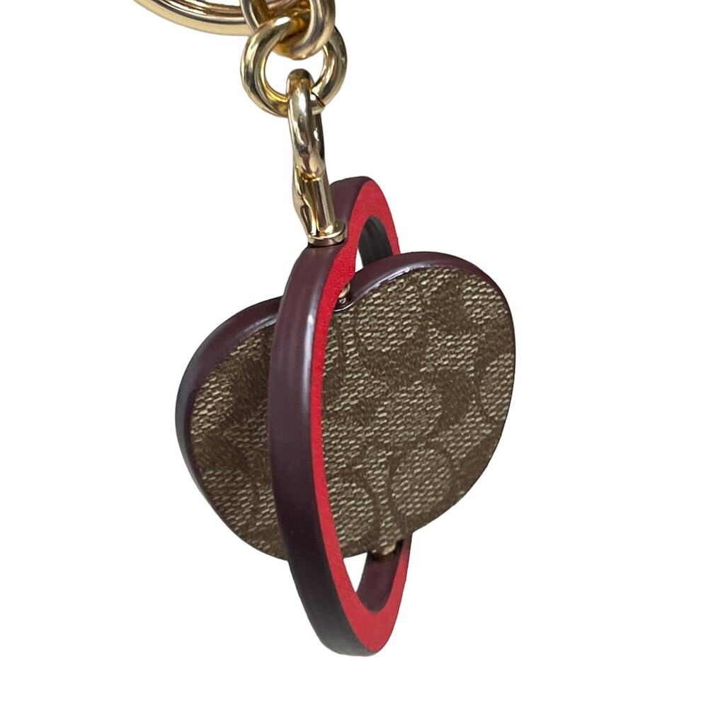 Coach Spinning Apple Bag Charm in Signature Canvas Keychain - Picture 5 of 8